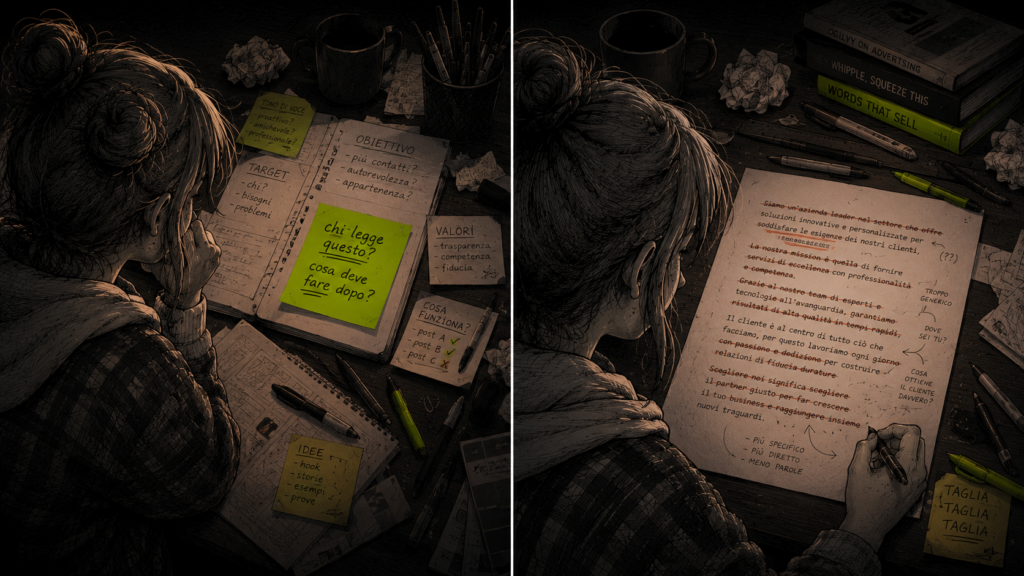 Illustrazione sul metodo di lavoro per un copywriting efficace